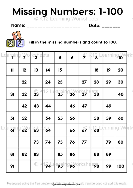 Missing Numbers: 1-100